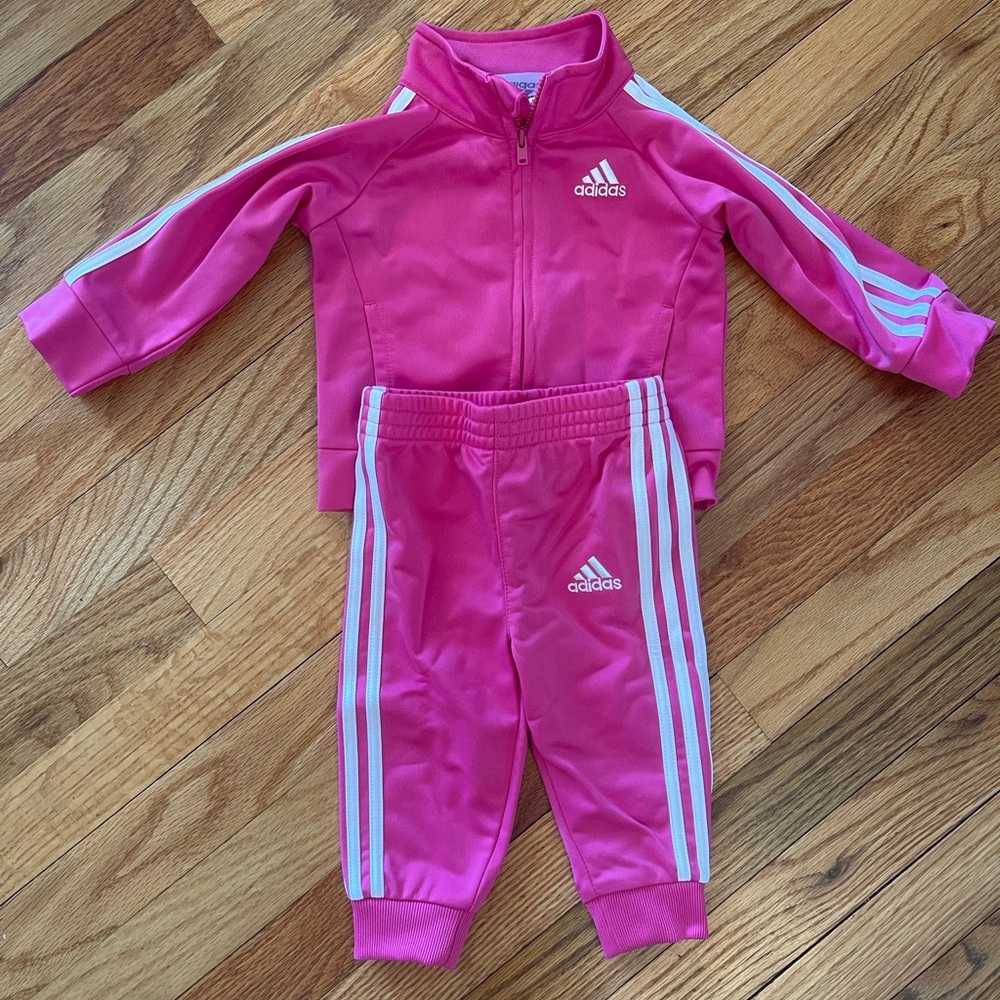 Adidas Baby Girl Pink Track Suit. Size 6 months.